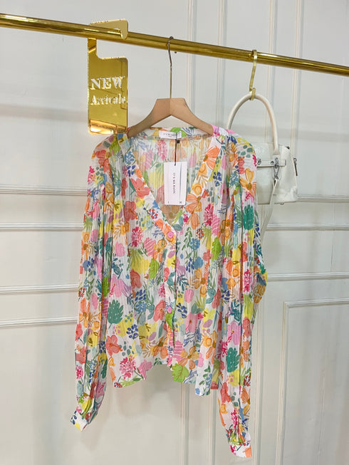 Summer Floral Print Loose V-Neck Tops